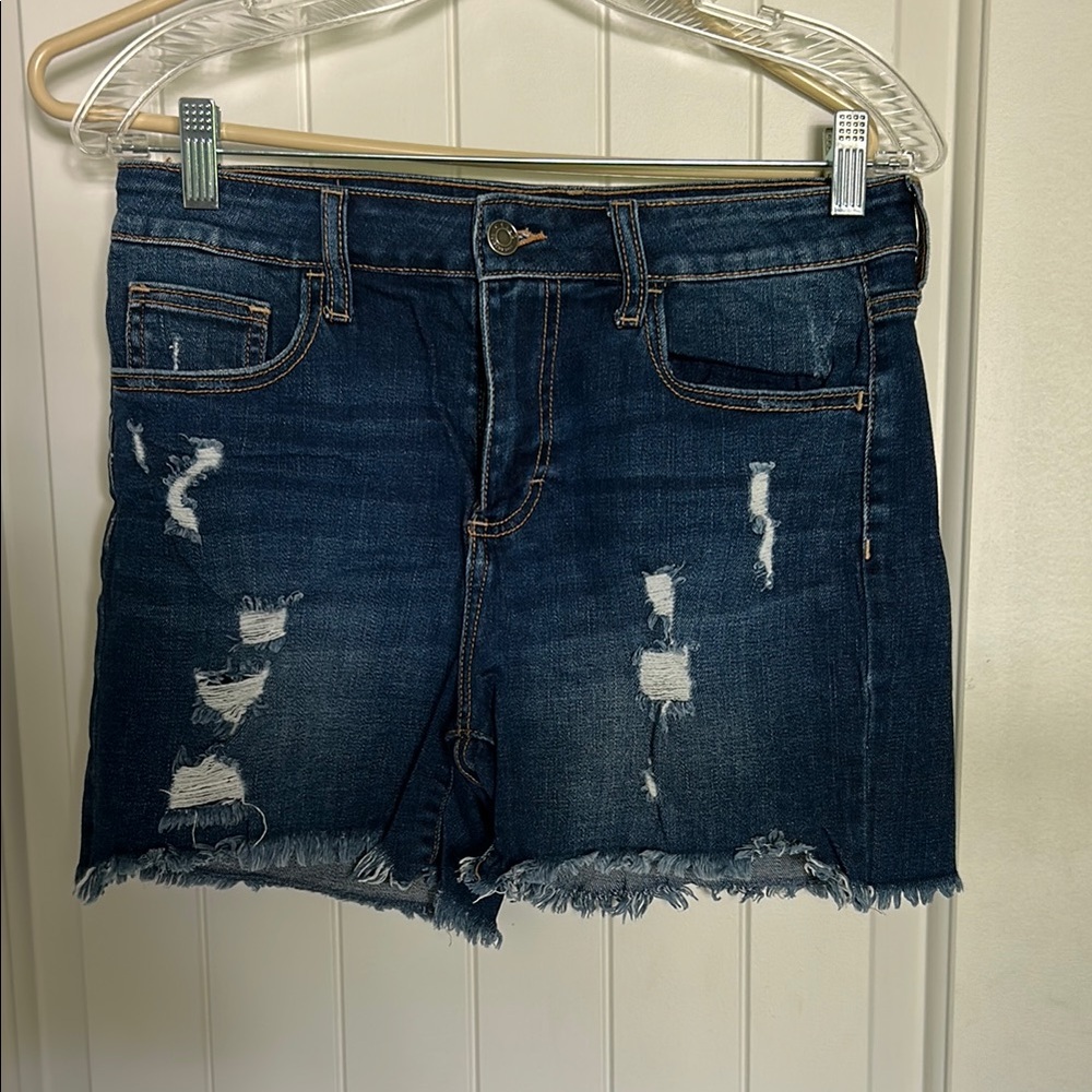 Cello Blue Jean Shorts Distressed Frayed Hem